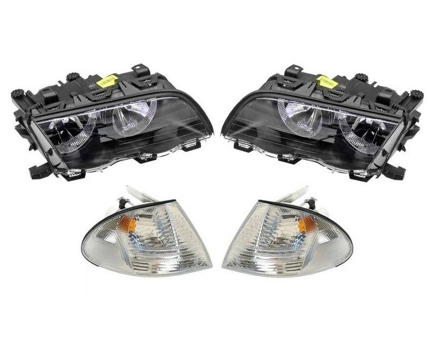 BMW Headlight Set - Driver and Passenger Side (Halogen) (With Turn Signals)